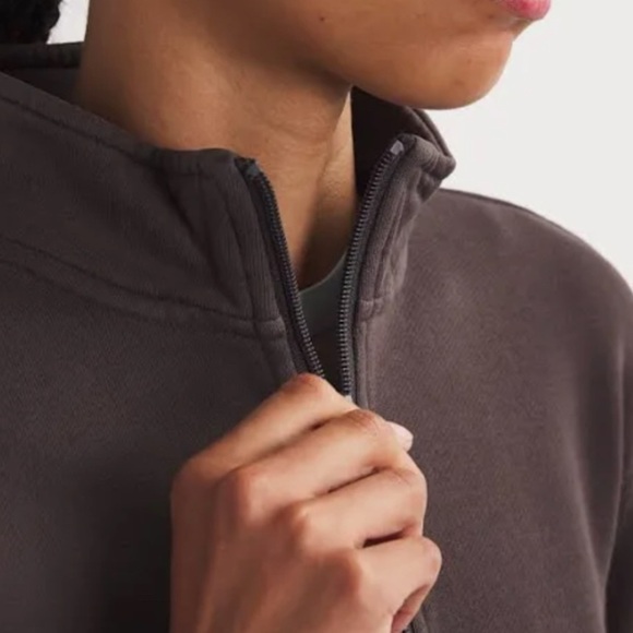 Skims Cotton French Terry Half Zip Dark Brown Iron - Picture 3 of 6